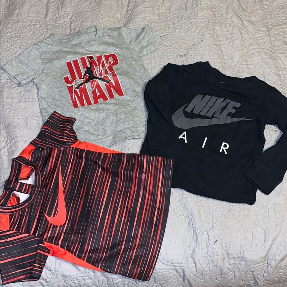 3 shirts together. Nike & Jordan size 24mo & 2T